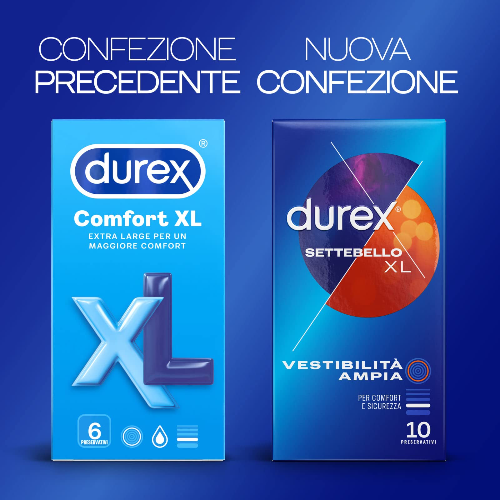 Durex Comfort XL Extra Large Condoms (57mm), 24 Prophylactic, Maxi