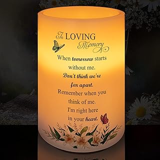 Flameless Candle Real Wax LED Light with Timer Sympathy Gift for Loss of Loved One Memorial Gifts for Loss of Mother Father Bereavement Gifts Remembrance Gifts (6" x 4")