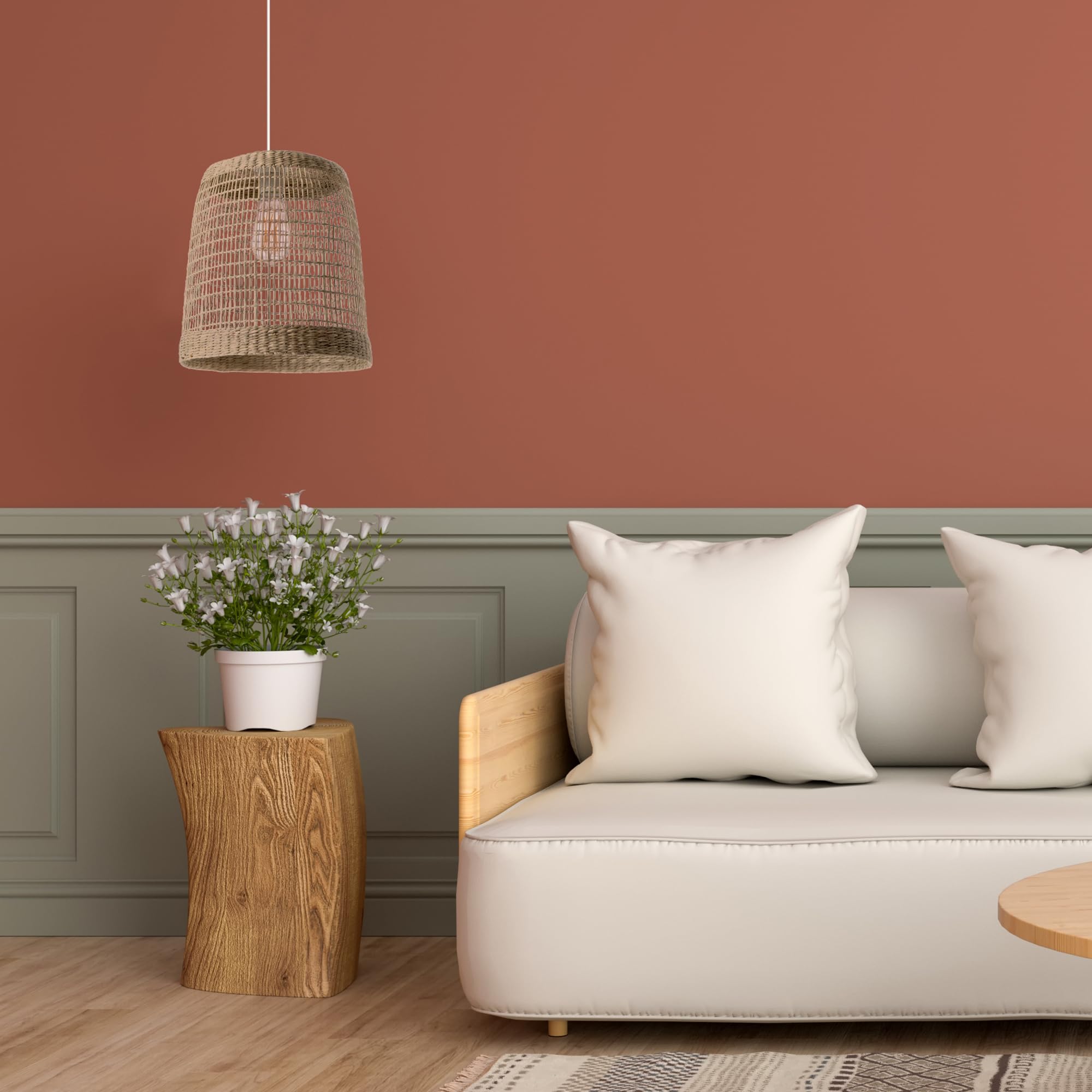 Lussiol - Lámpara colgante de ratán natural con aspecto bohemio y cable blanco con casquillo E27 de diámetro 30 cm – Lámpara LED –