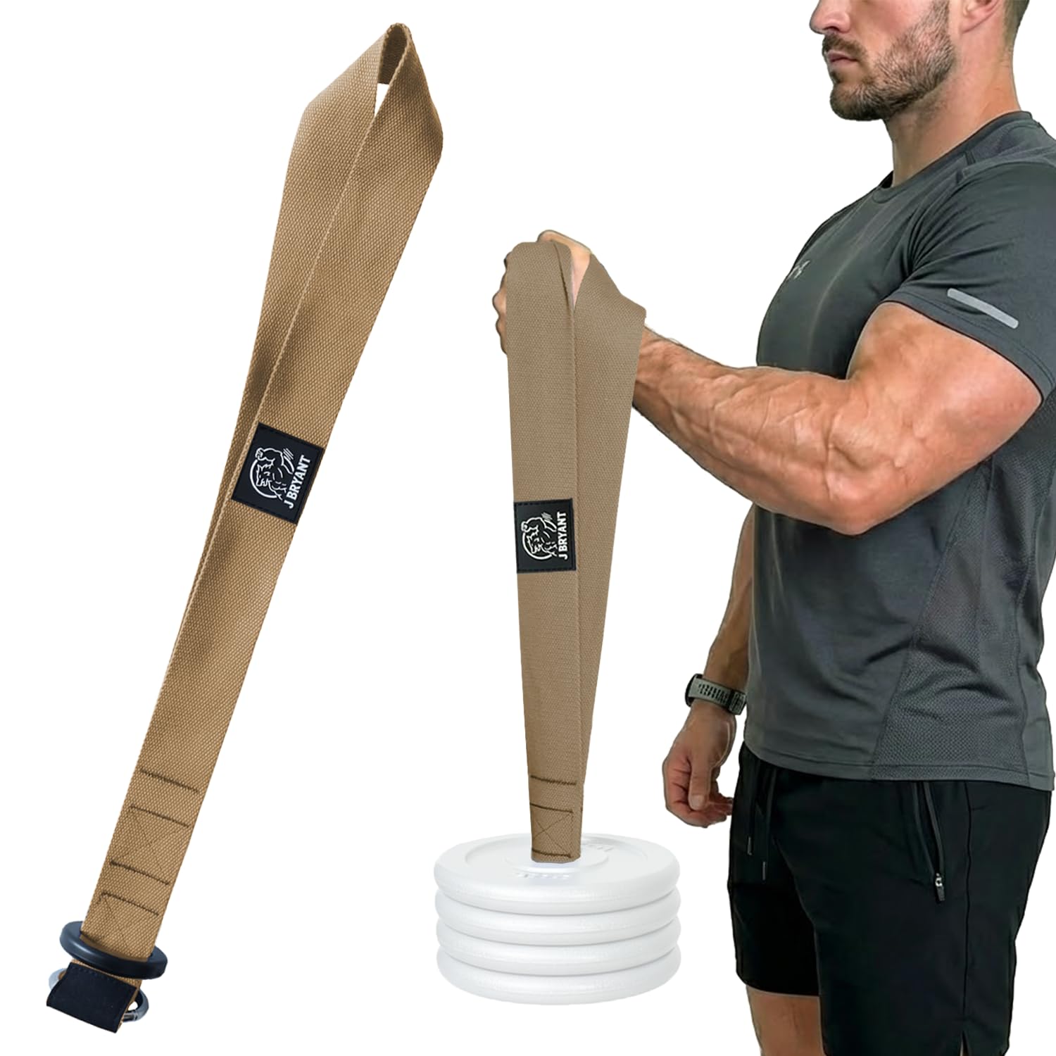 J Bryant Armwrestling Handgelenk-Trainingsgurt mit Anti-Verschleiß-Basis, stoßdämpfendem Gummipad & extra starkem Gurtband – für Handgelenk-, Unterarm- & Griffkrafttraining mit Gewichten
