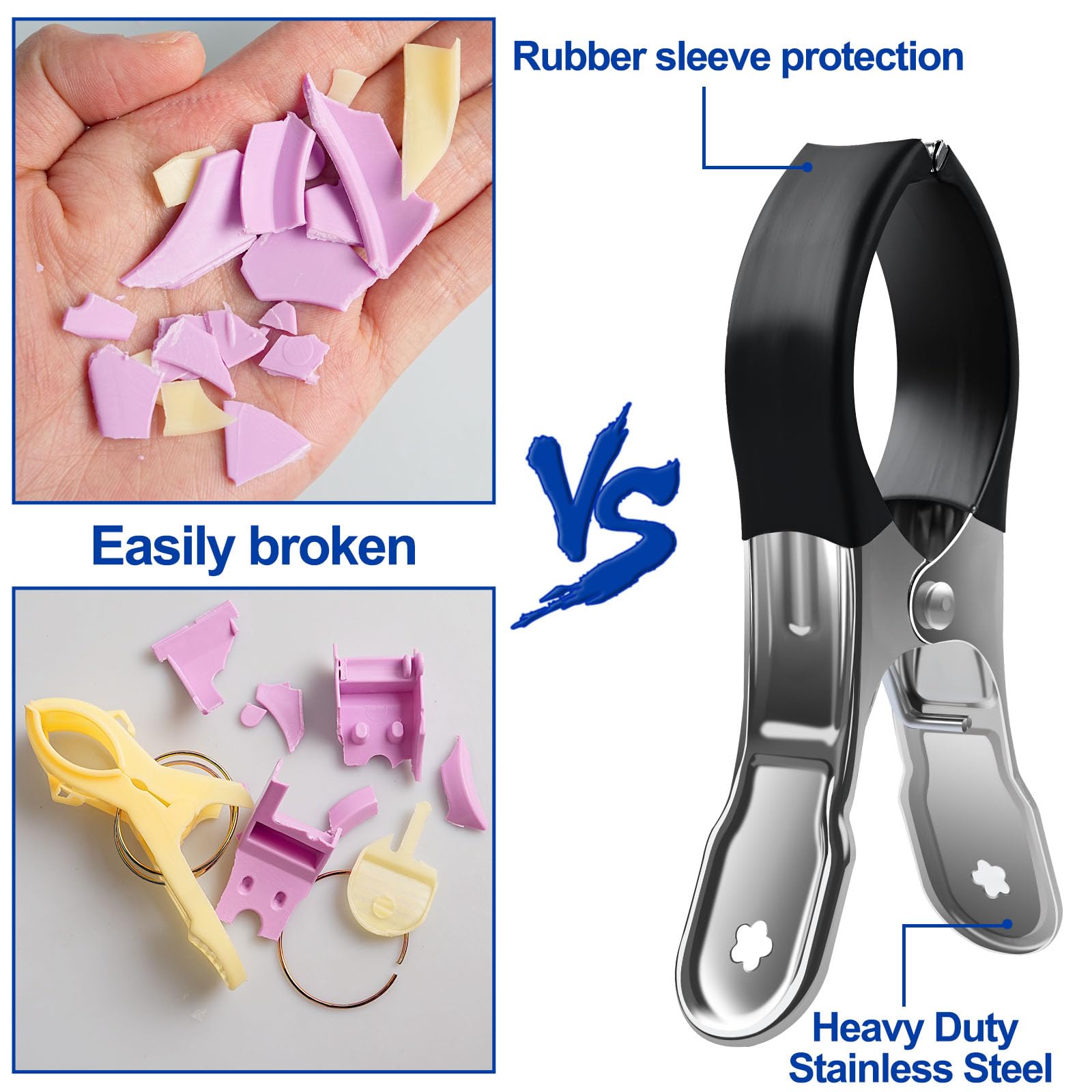 Pinces A Linge 6 Pinces à Linge En Acier Inoxydable - Grosses Pinces Serviette Plage, Anti-Rayures - Pour Piscine, Plage, Extérieur Pince Anti-vent Caoutchouc