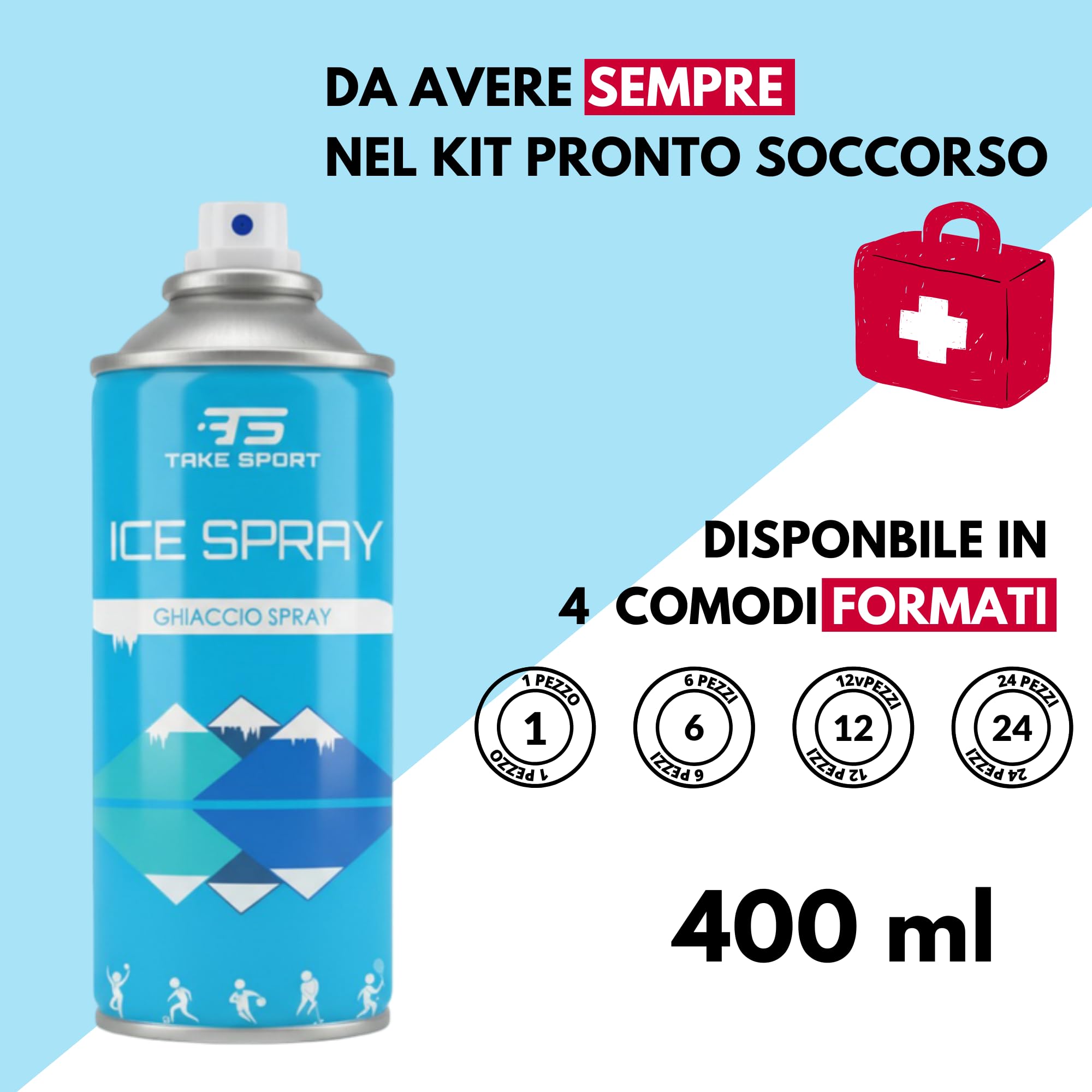 TS TAKE SPORT - Ghiaccio Spray | Ghiaccio Spray Istantaneo | Ghiaccio Bomboletta | Ice Spray Professionale per Sportivi (azzurro, 6 pz)