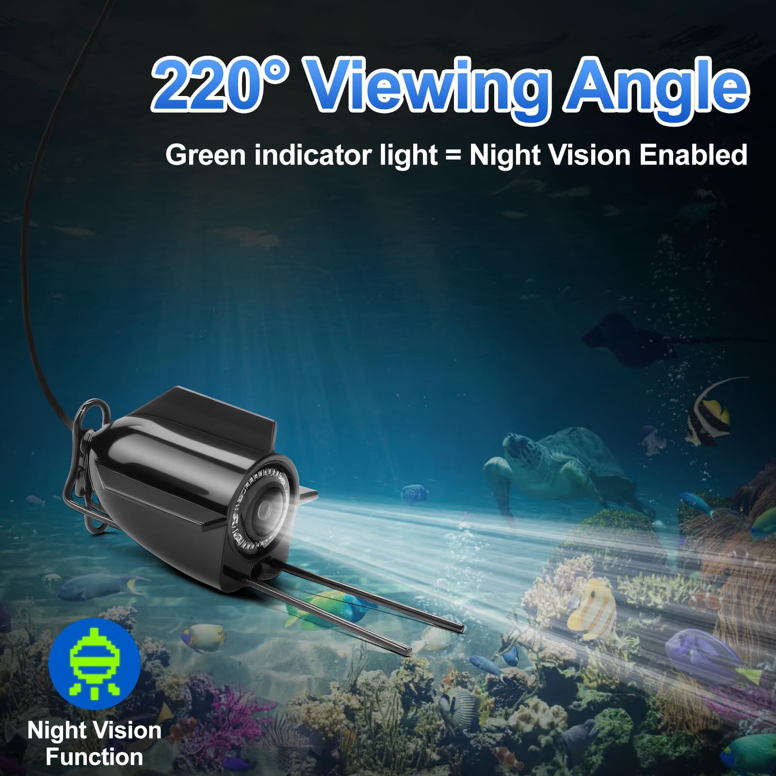 Underwater Fishing Camera, 5000mAh Battery Fish Finder Camera Waterproof with 4.3 Inch IPS Display and 30M Cable, 220° Wide Angle Night Vision for Ice, River and Boat Fishing