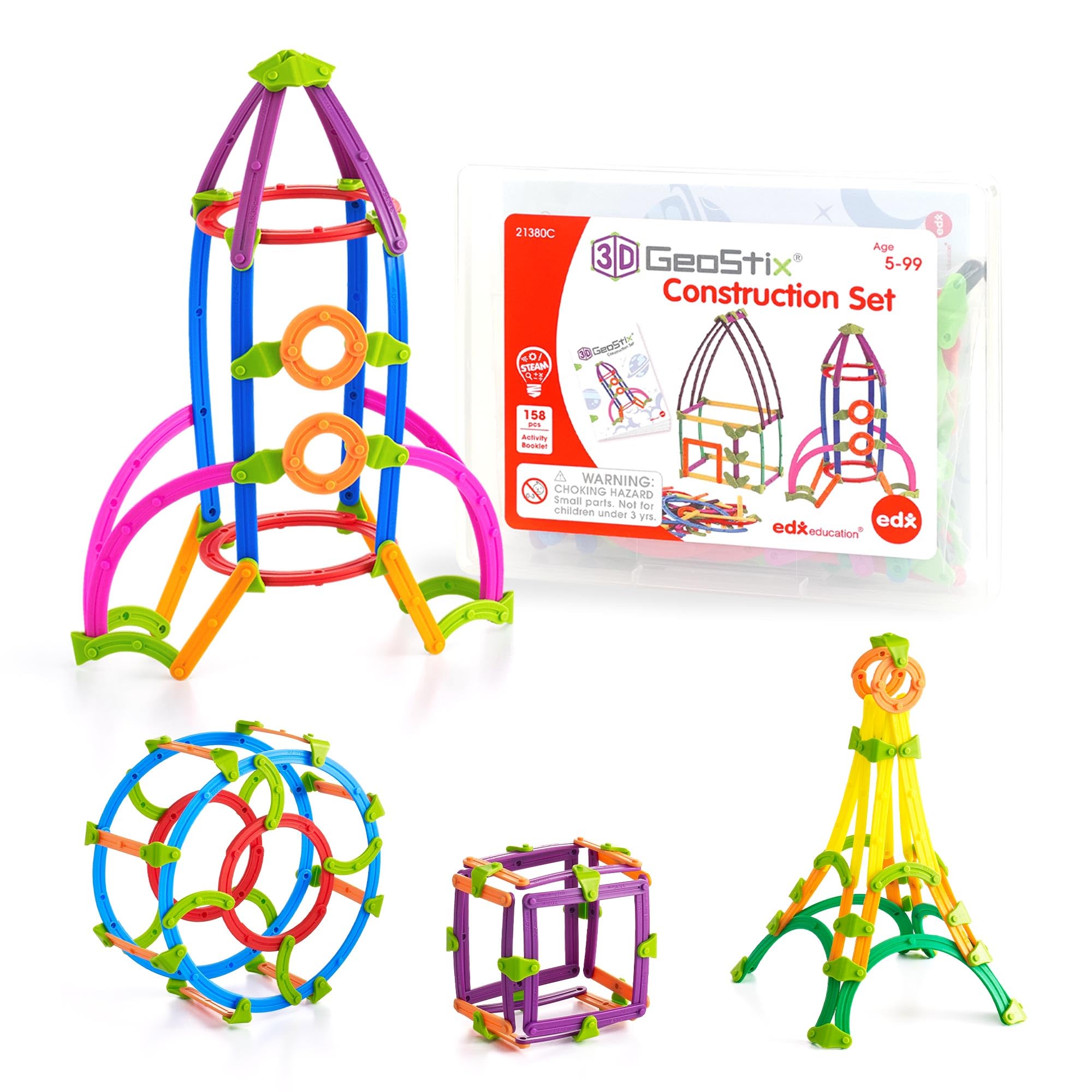 Amazon.co.jp: Edx Education GeoStix 3D組み立ておもちゃ 158本セット
