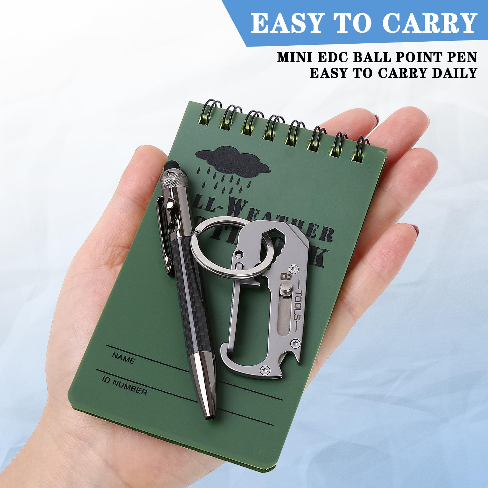 WIFORT Bolt Action - Mini lápiz capacitivo, bolígrafo multifuncional de fibra de carbono con bolígrafos de tinta negra y azul reemplazables EDC para oficina, trabajo, escritura, trabajo de