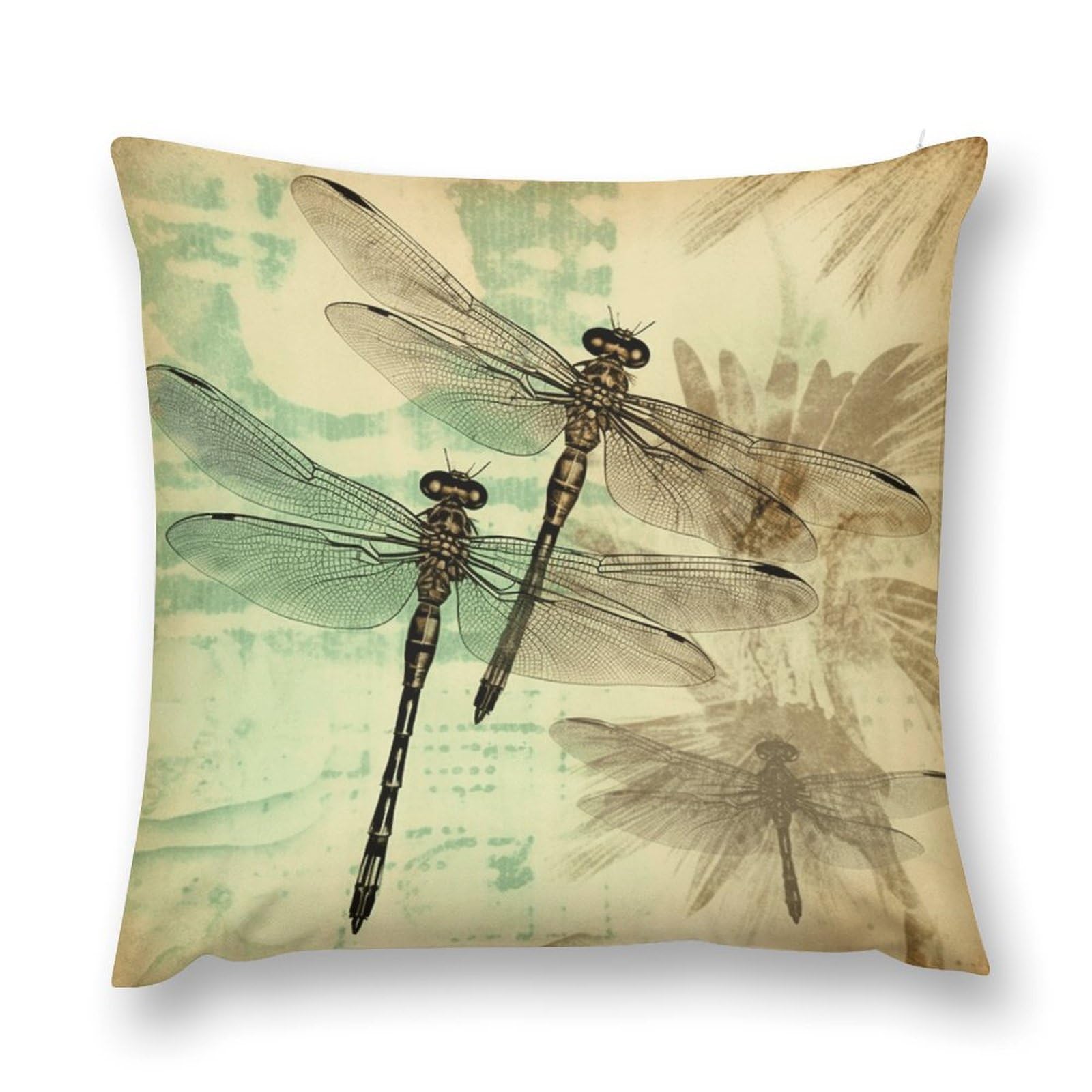 VstaDank Dragonfly Dragonflies Vintage Throw Pillow Cover with Hidden Zipper Farmhouse Couch Pillow Cover Cozy Soft Short Plush Cushion Case Fashion Square Decorative Pillow Cover for Living Room