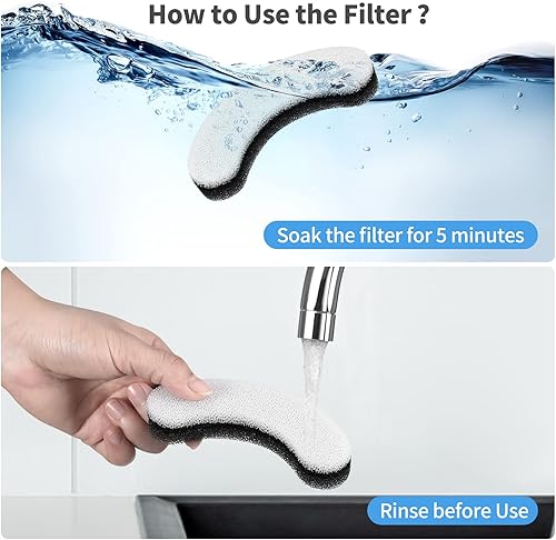 Miniatura 4 de Filtros de fuente de agua para gatos, paquete de 8 filtros de repuesto para fuente de agua transparente para gatos, dispensador de agua para perros