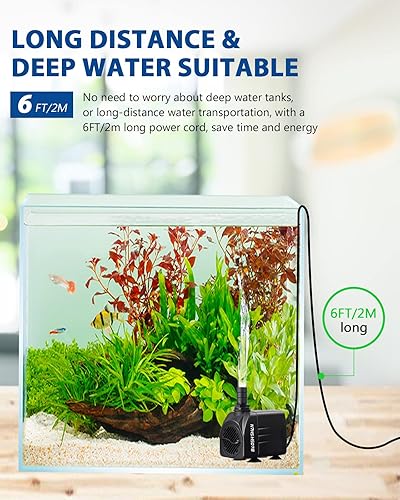 Miniatura 6 de BAOSHISHAN Bomba sumergible de 550 GPH Bomba de agua ultra silenciosa de 2000 LH 30 W con bomba de fuente de elevación de 7.2 pies con cable de