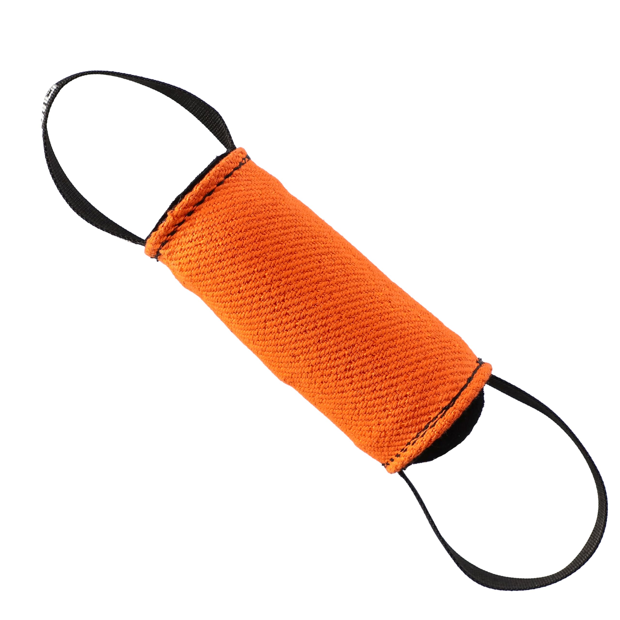 Dingo Gear S02805 - Giocattolo da Traino, a Forma di Cilindro, per lezioni di morso K9, IGP, Sport per Cani, Recupero, tiro alla Fune, Gioco, 2 Manici, Culla in Nylon Arancione, 15 x 8 cm