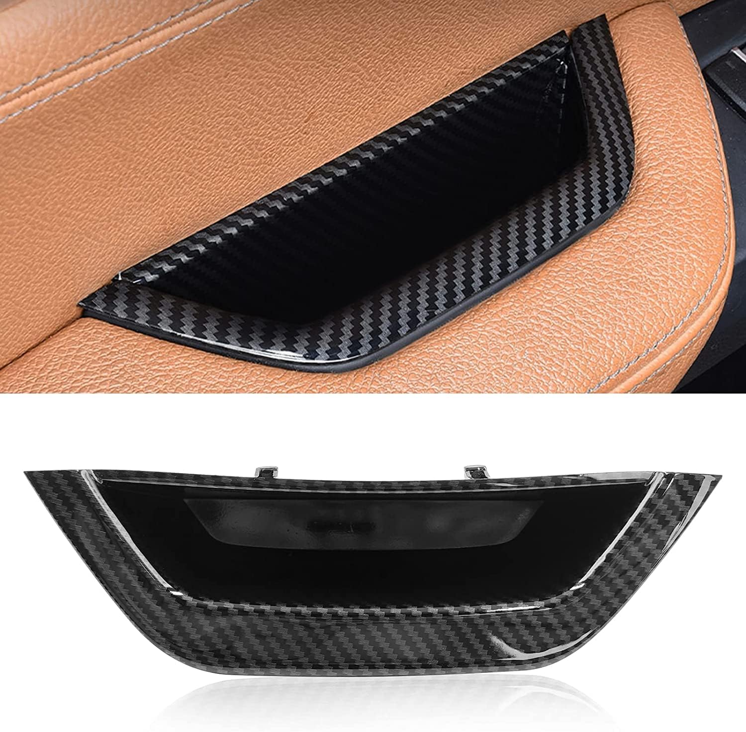 Jaronx Compatible with BMW X3/X4 Door Handle, Carbon Fiber Pattern Driver Side Door Handle Cover Armrest Compartment Cover Compatible with BMW X3 F25 2010-2016, X4 F26 2014-2017
