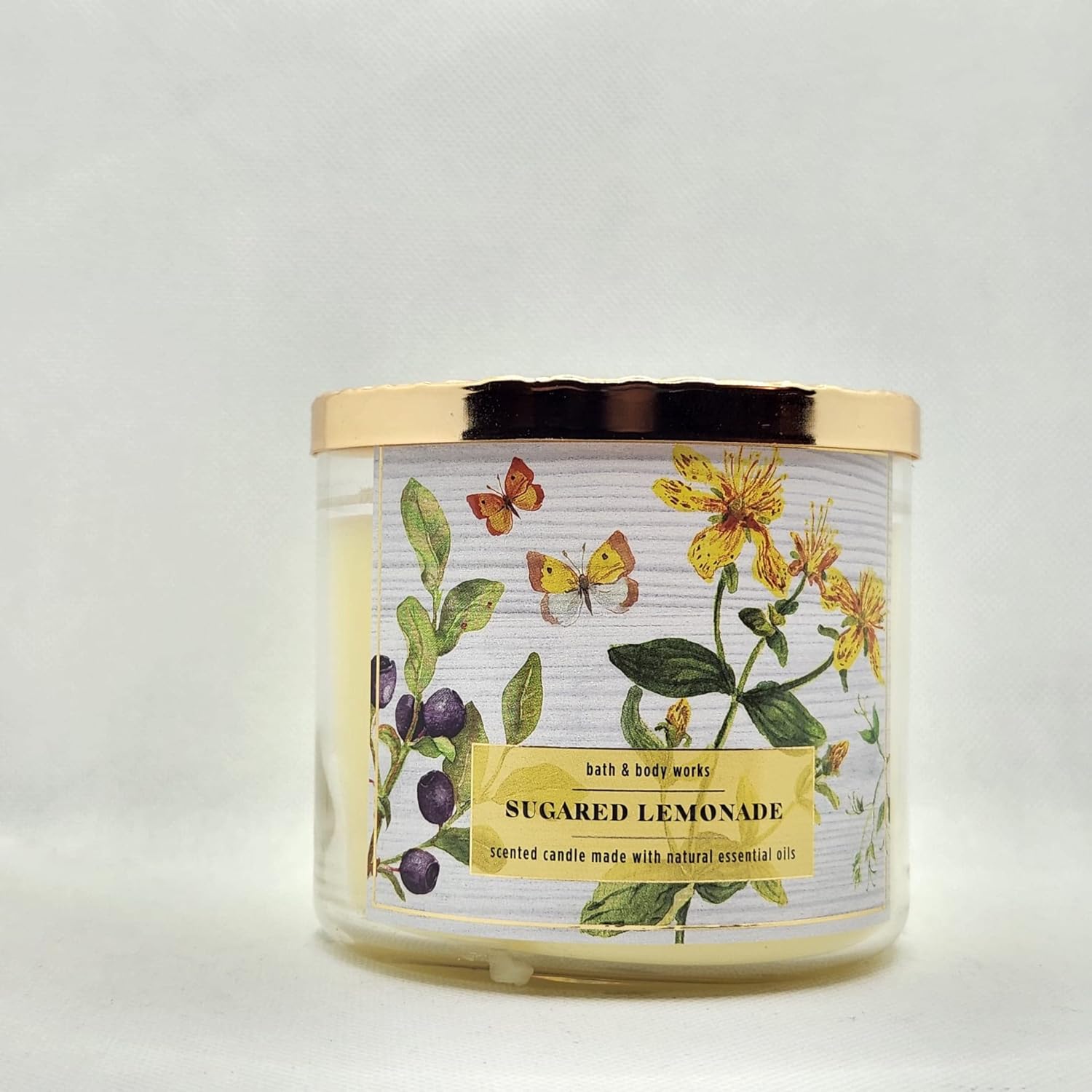 Bath & Body Works, White Barn 3-Wick Candle w/Essential Oils - 14.5 oz - 2022 Spring Scents (Sugared Lemonade)