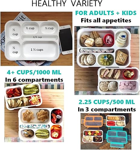 Miniatura 6 de Lonchera y recipientes de aperitivos para niños y niñas Kits de recipientes de porciones a prueba de fugas sin BPA Paquete económico de 4 Verde