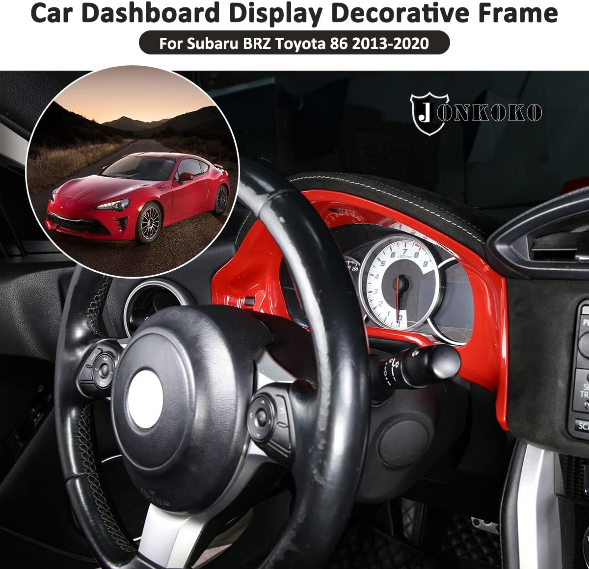 ABS Carbon Fiber Car Interior Dashboard Frame Cover Trim for Toyota 86 Subaru BRZ 2012-2020 Left Hand Driving (Red)