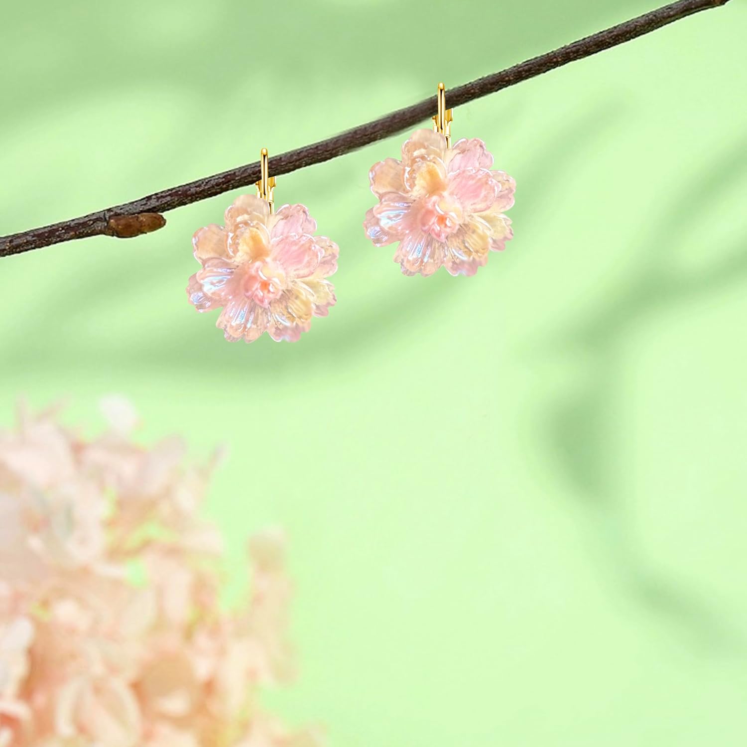 Bohemian Handmade Colorful Resin Flower Floral Camellia Dangle Drop Leverback Earrings For Women - Image 6