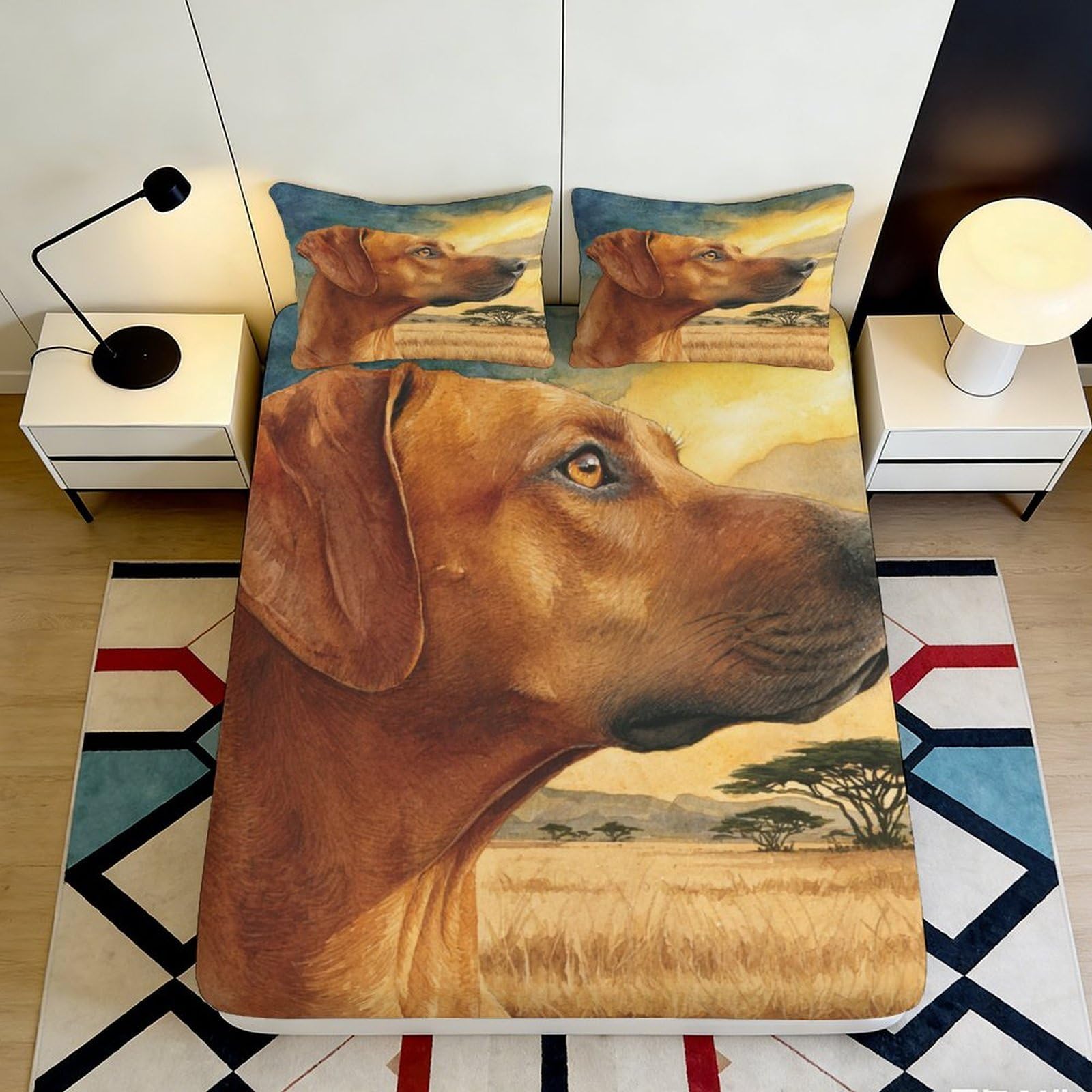 3D Printed Animal Fitted Sheet Microfiber Deep Pocket Non-Slip Bedroom Animal Mattress Fitted Cover Washable for Adults Teens 140x200x25cm