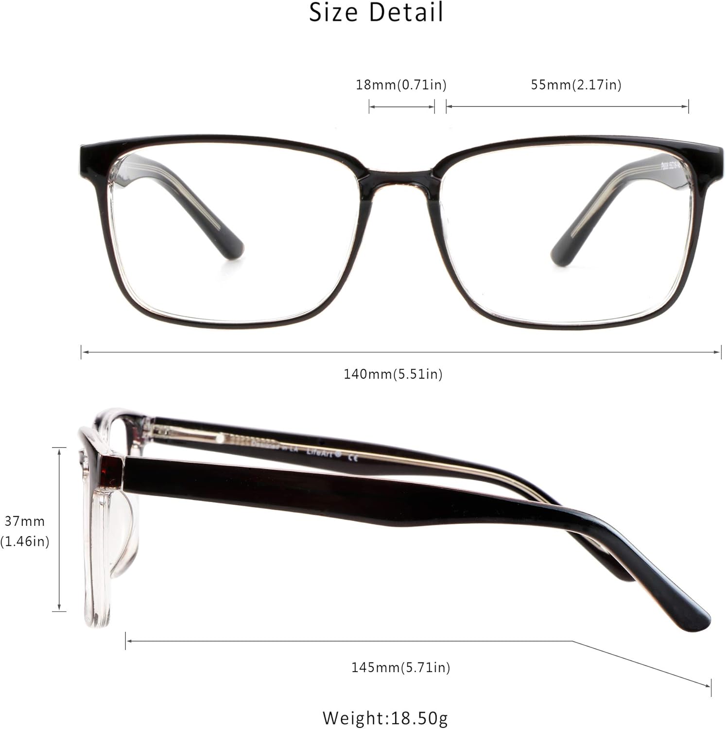 LifeArt Blue Light Blocking Glasses, Anti Eyestrain, Computer Reading Glasses, Gaming Glasses, TV Glasses for Women Men, Anti Glare (Black, +0.75 Magnification)