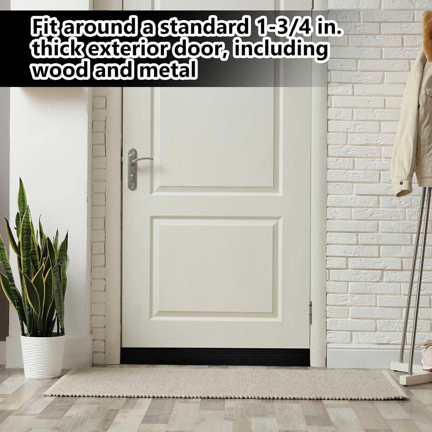 2 Pack U Shape Screw on Under Door Seal 36 Inch Aluminum and Rubber Door Threshold Extension with Draft Stopper for Home Prevents Hot and Cold Air, Dust and Insects, Suitable for 1-3/4 Inch