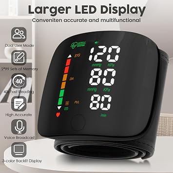 Double love Wrist Blood Pressure Monitor Led Display Black