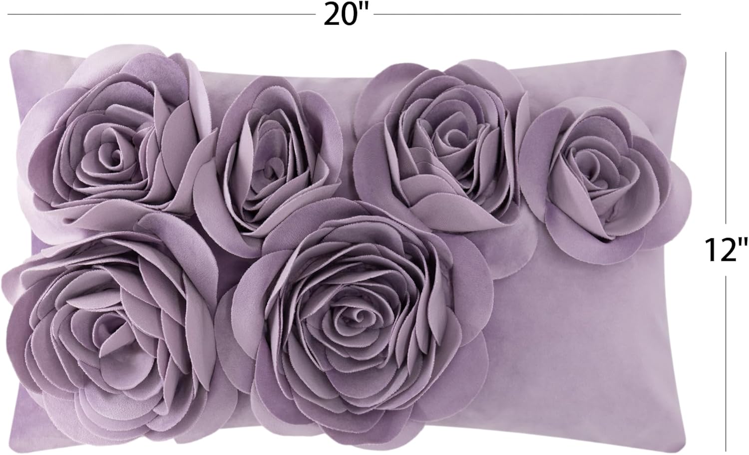 JWH 3D Flower Throw Pillow Cover Decorative Handmade Floral Pillow Case Soft Velvet Pillowcase Lumbar Cushion for Bed Living Room Chair Couch Decor Shams 12x20 Inch Purple