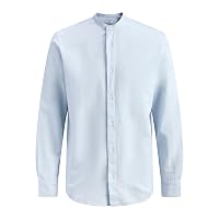 Jjebreeze Linen Blend Band Shirt L Pls - Plus Size, Celestial Blu