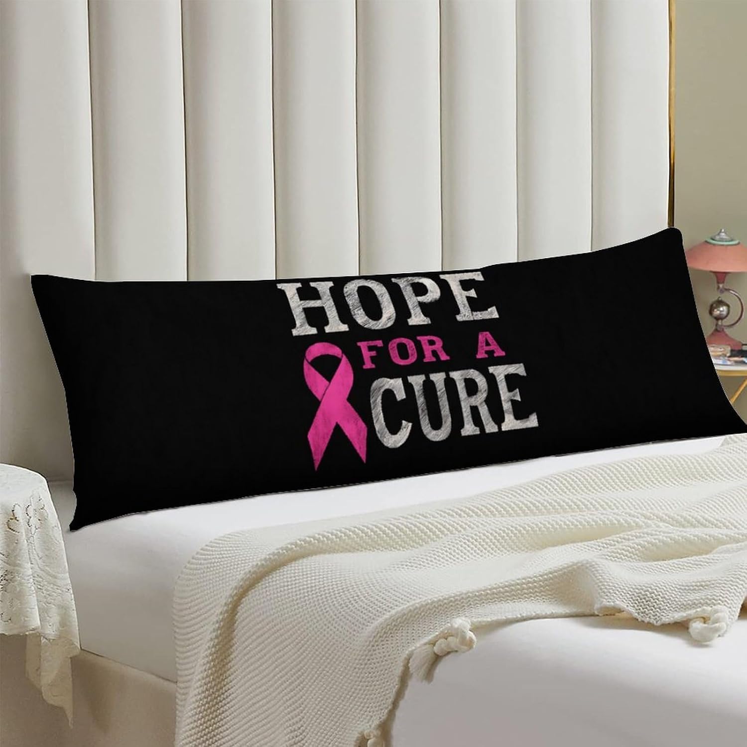 Breast Cancer Hope for A Cure Body Pillow Cover Long Cushion 18.9x53.1 Inch