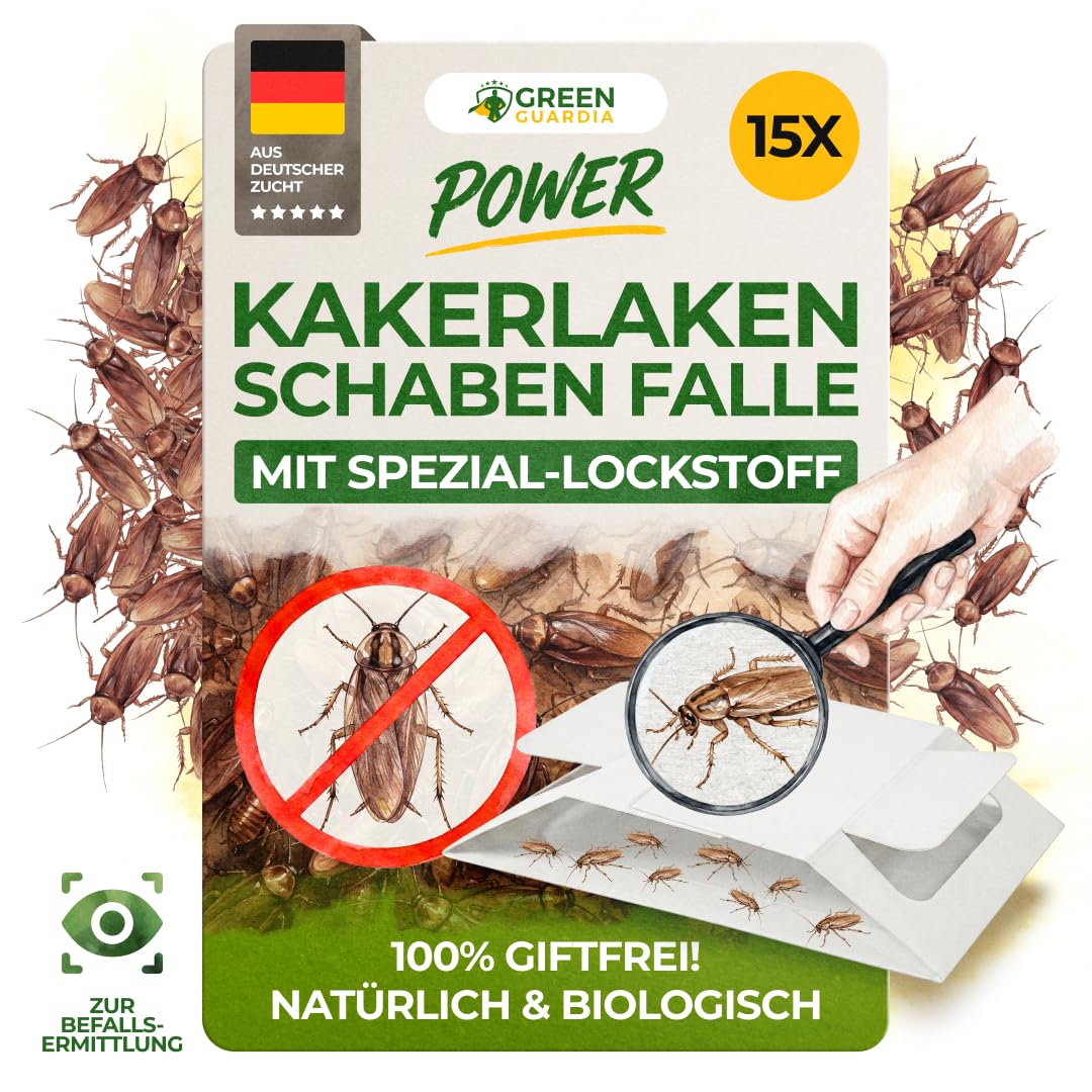 Kakerlaken/Schaben Falle mit Spezial-Lockstoff - umweltfreundlich Schaben bekämpfen, Chemiefreie Falle mit starker Klebefläche, giftfrei & geruchsneutral