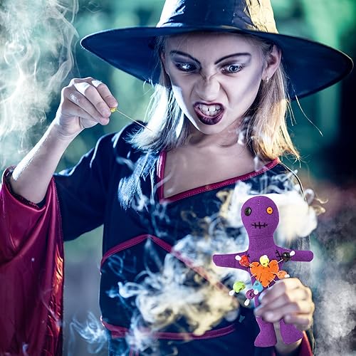 Miniatura 4 de Kit de 10 muñecas de vudú, muñecas de vudú reales con 9 pines de calavera, espeluznante, fantasma, hechizos de venganza, muñeca vudú, muñeca de