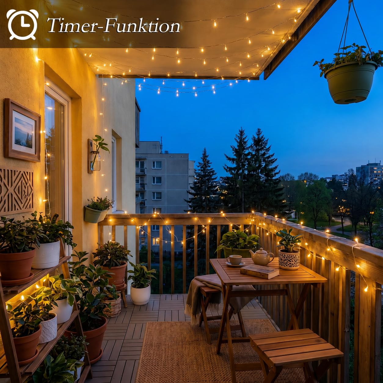 Lichterkette Außen 1000 LEDs 100M Warmweiß IP44 Wasserdicht Strombetrieben, Outdoor Lichterkette mit Fernbedienung 8 Modi Timer für Garten Balkon Weihnachten Hochzeit Party