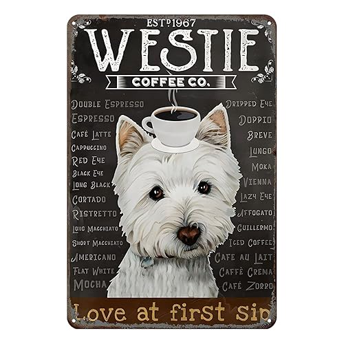 Vintage Tin Sign Westie Dog Coffee Company Art Sign Home