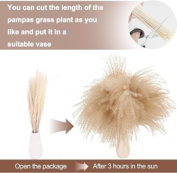 110 Pcs Natural Dried Pampas Grass Bouquet, Boho Home Decor 14''~17, Suitable for Wedding, Home, Rustic Party, Baby Shower Decorations (White & Brown)