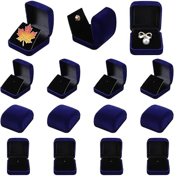 12 Pcs Blue Velvet Badge Display Box, Lapel Pin Collection Display Holder Square Velvet Brooch Storage Boxes Presentation Display Case for Badges Brooch Pin Lapel Pin Storage