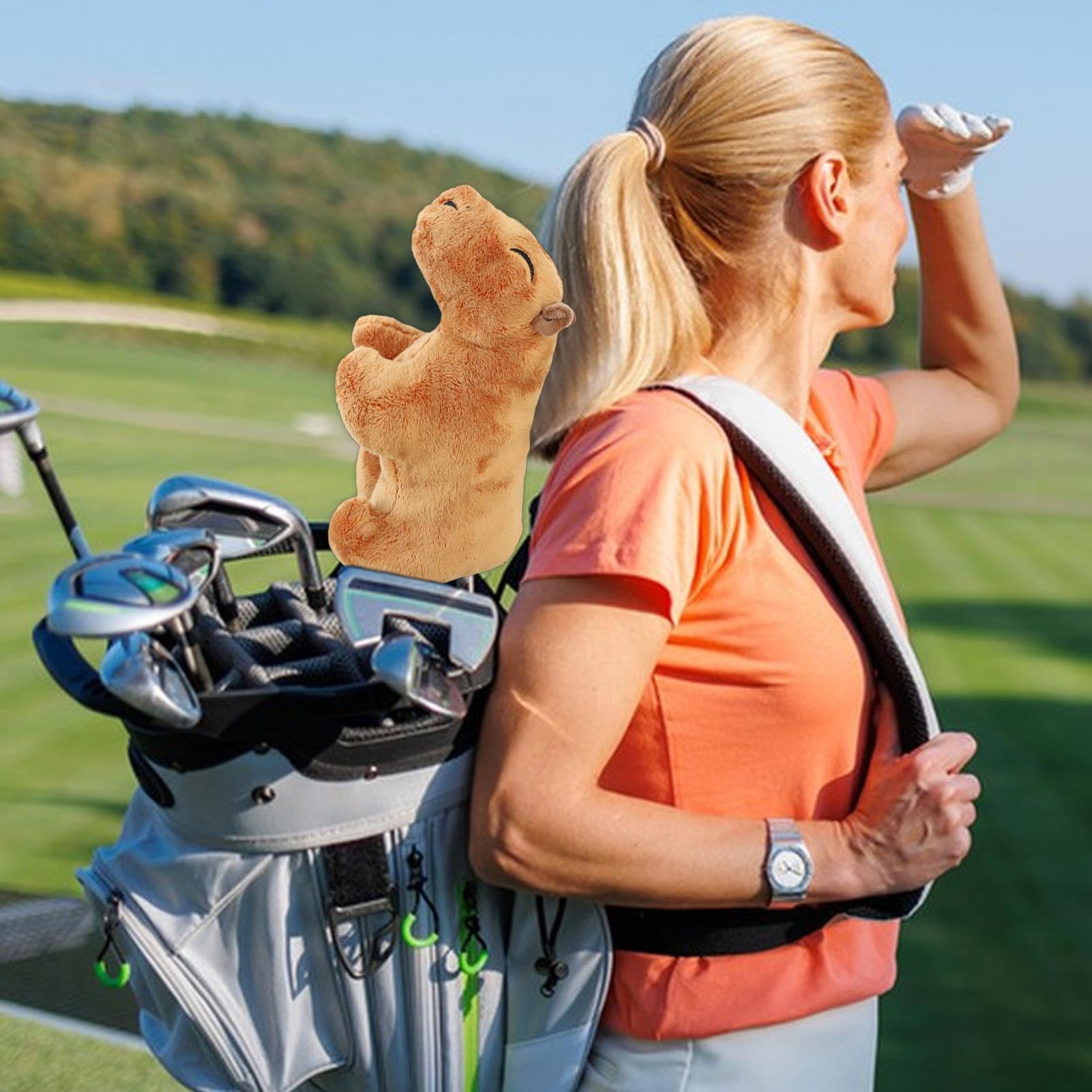 Golfschlägerhaube Capybara Golf Schlägerkopfhüllen Plüsch Golfschlägerhaube Golf Putter Cover Golf Driver Plüschbezüge Golfschläger Schutzhülle Plüschgewebe Putter Haube
