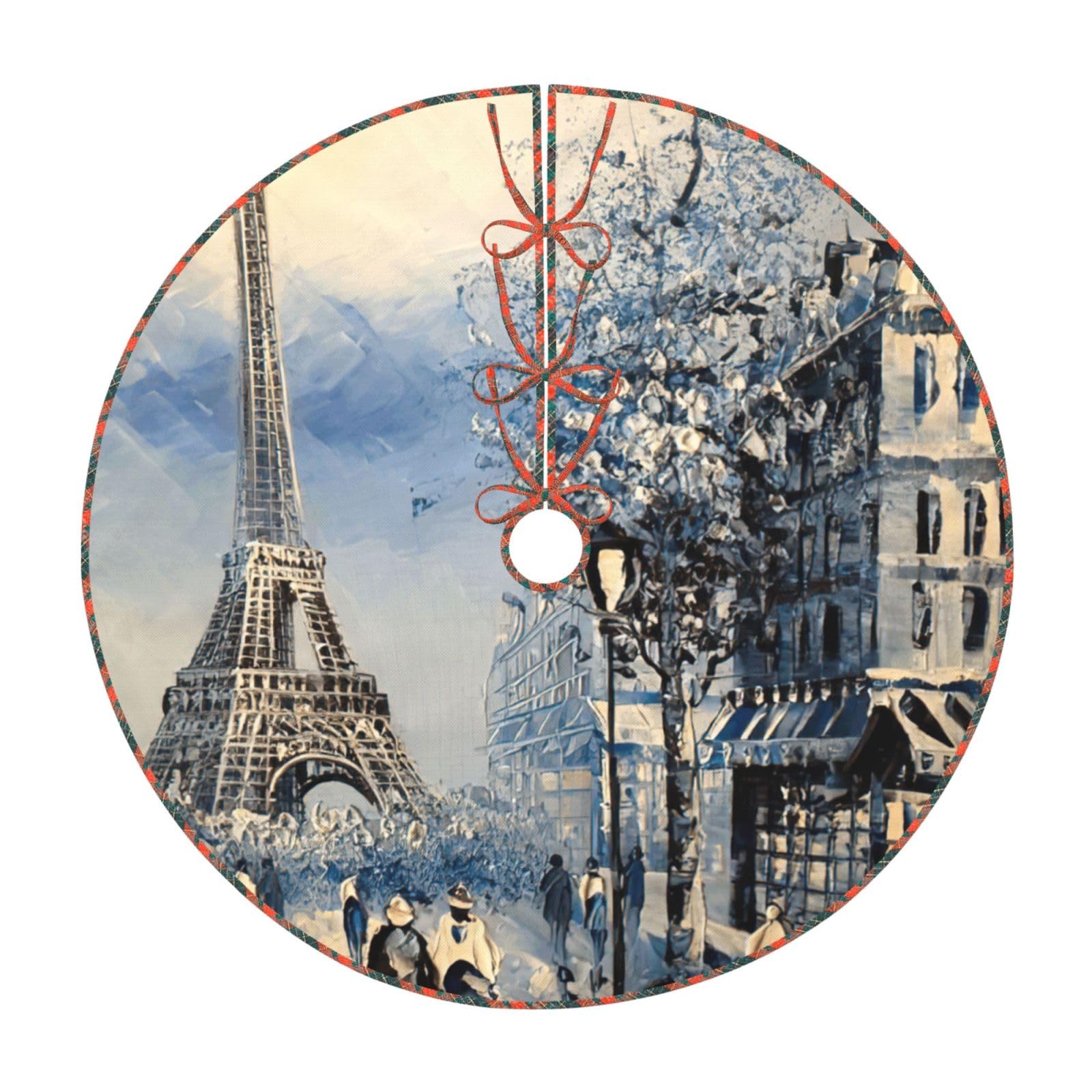 Tapis de sapin de Noël classique style rustique chic imprimé de Paris