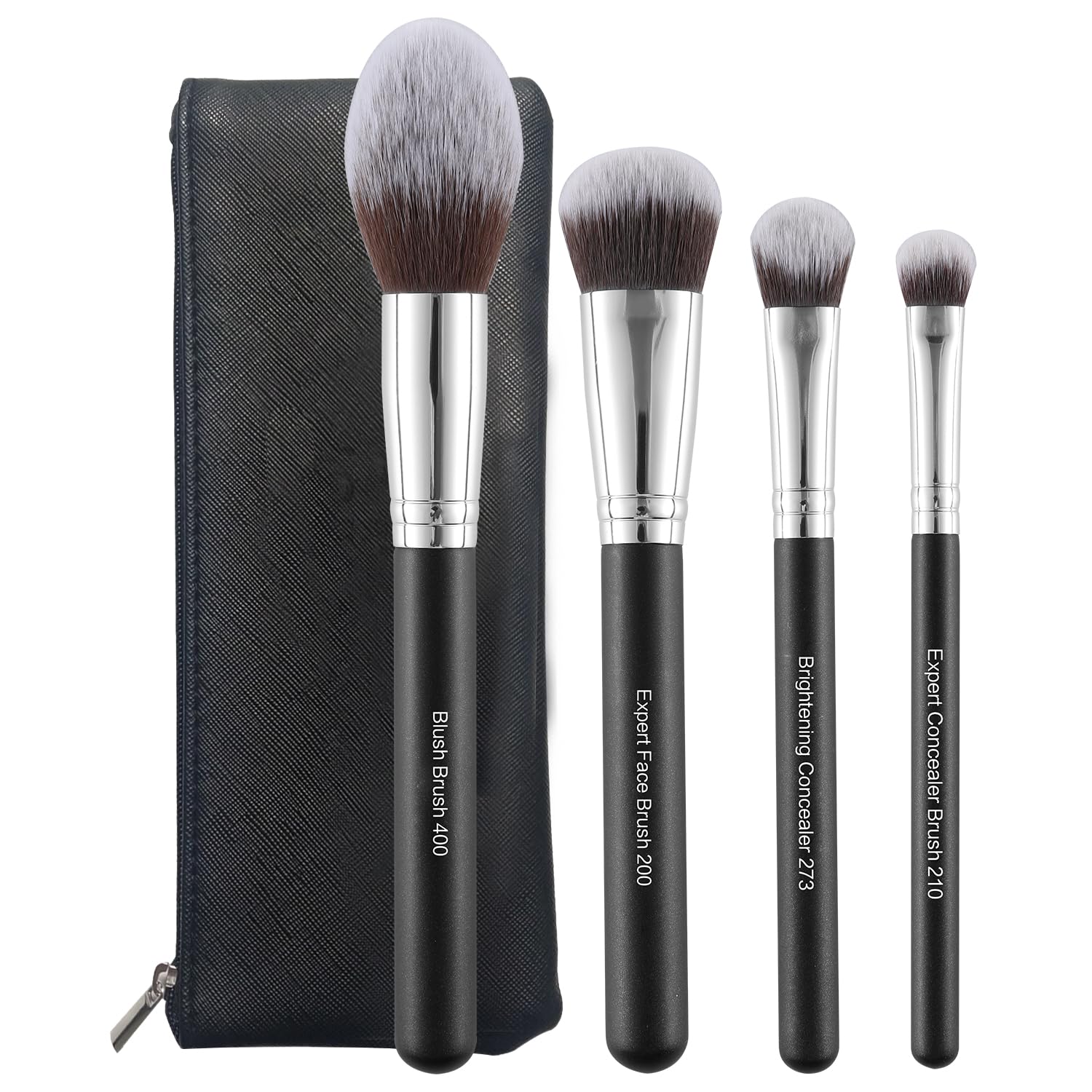 MOGILAN Makeup Brush Set 4PCS Professional Makeup Brushes for Foundation, Blush, Eyeshadow & Under Eye Concealer Blending – Portable Cosmetic Kit with