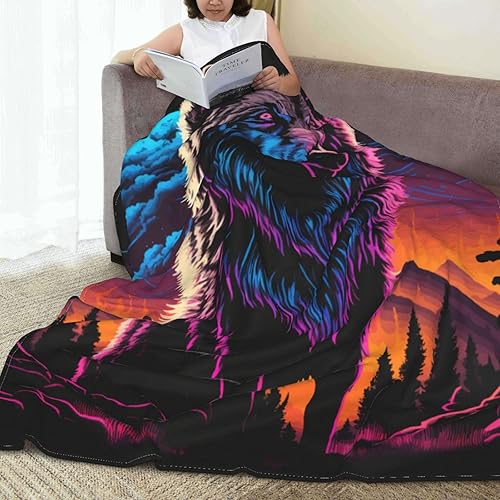 Miniatura 5 de Manta de lobo para adultos, niños y hombres, manta de lobo de 50 x 60 pulgadas, manta de franela colorida para cama, sala de estar, sofá, sofá,