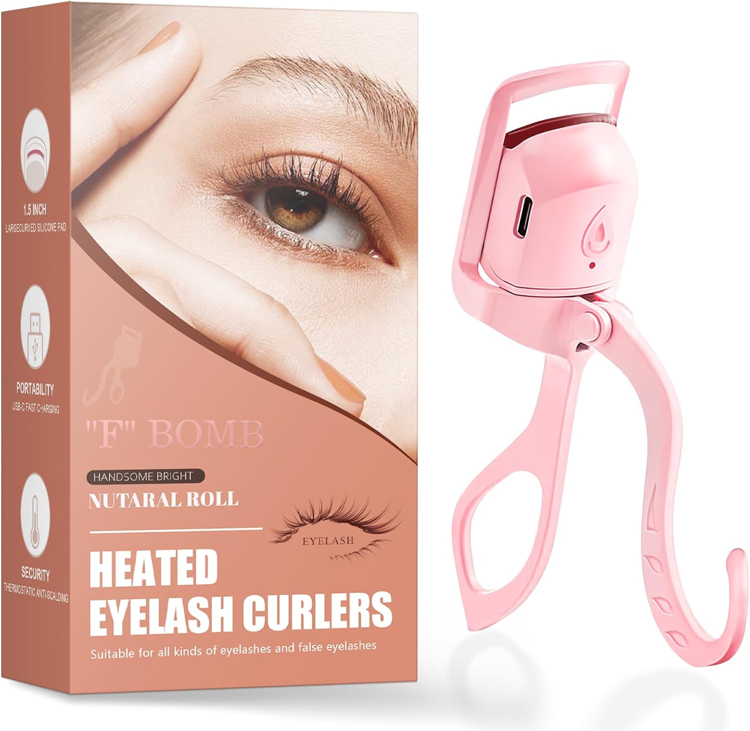 2025 C-Shaped Heated Eyelash Curler Fast Heat Up in 6s – Rechargeable Electric Eyelash Curler for 24-Hours Long Lasting Curls – Safe Anti-Burn Lash Curler Elevate Your Beauty with Stunning Lashes