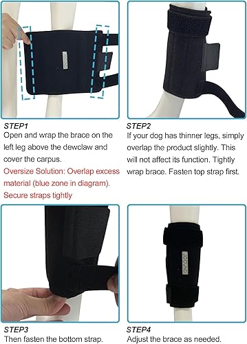 Miniatura 5 de Soporte de pierna delantera para perro, par de soporte para pierna de perro con tiras de metal, funda de canino para soporte carpiano, protege