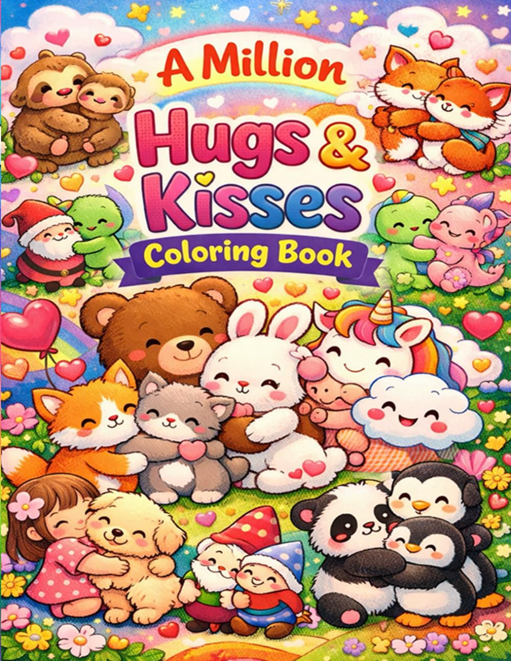 A Million Hugs & Kisses Coloring Book: A Heartwarming Coloring Journey Filled with Adorable Animals, Sweet Moments, and Loving Hugs