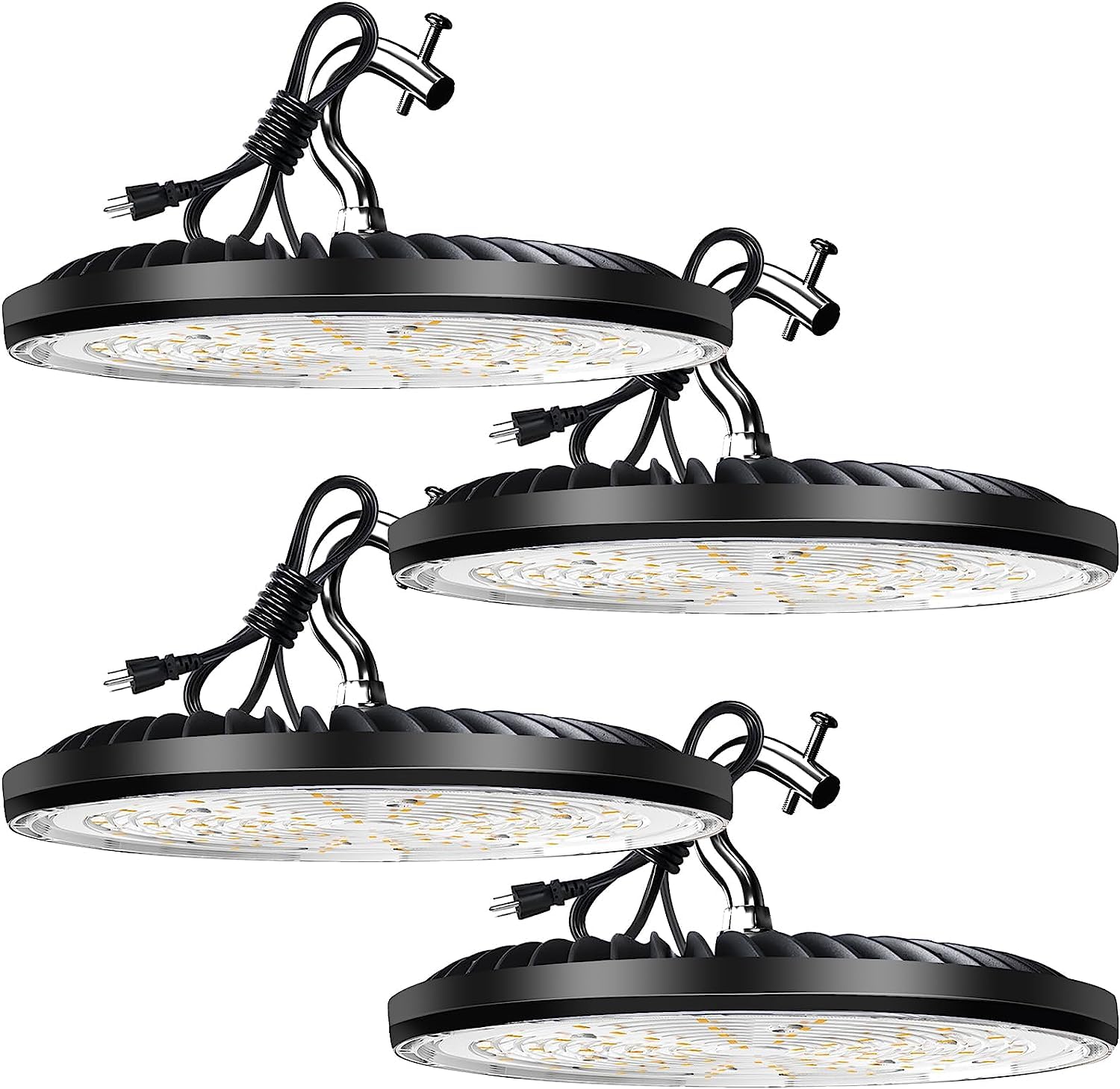 Lightdot High Bay LED Lights with Diffuser 165W(200X1W LED) 24750lm (Eqv.660W MH/HPS) High Bay LED Shop Lights, AC100-277V UFO LED High Bay Light- 4Pack 5Yrs Warranty