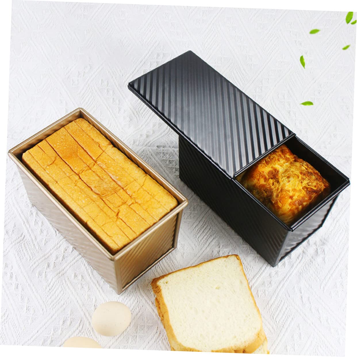 KICHOUSE Non Stick Carbon Steel Toast Mold with Lid Loaf Pan for Baking Delicious Bread for Home Baking and Oven Use