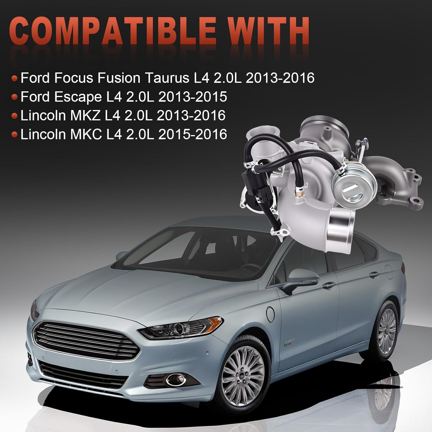 53039700286 K03 Turbo Turbocharger Compatible with 2013-2016 Ford Focus Fusion Taurus Escape Lincoln MKZ MKC 2.0L Replace 53039700272 53039700287 53039700368