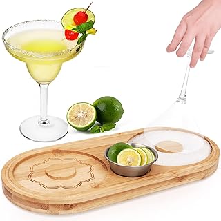YelaJoy Margarita Salt Rimmer Set Sugar Glass for Cocktails Wood Salt Rimmer for Wide Glasses up to 6 Inches