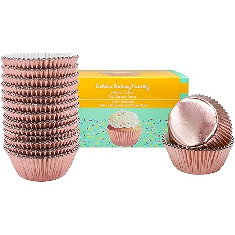 Rose Gold Cupcake Wrappers - Set of 250 Greaseproof & Odorless Liners