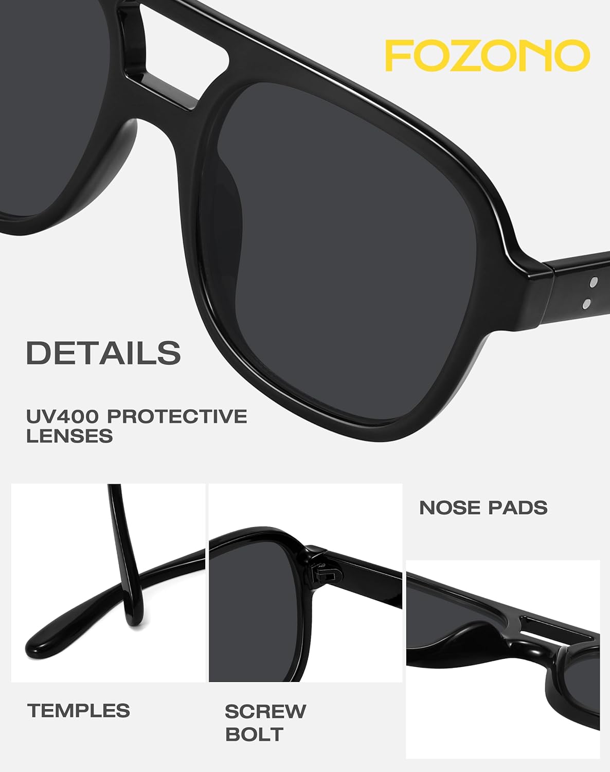 Retro Oversized Aviator Sunglasses Women Trendy Vintage Square Large Tangle Free Aviators Double Bridge Sun Glasses - Image 5