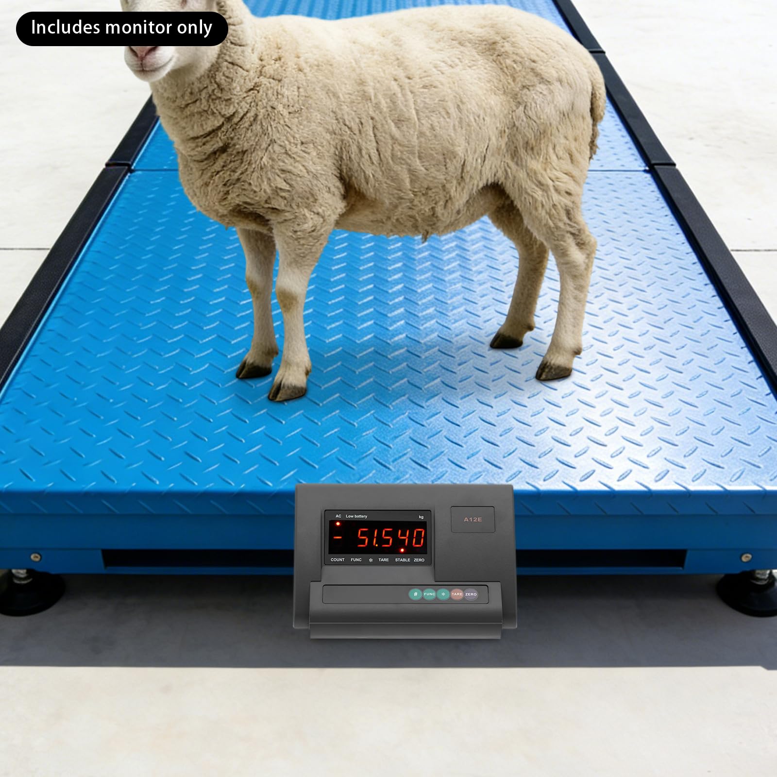 Hochpräzise Viehwaage mit 2000 kg Traglast, LCD-Hintergrundbeleuchtung, 4 Wägezellen & Anschlusskasten, tragbar Stahlträger-Kompressions-Wägezellenwaage für Rinder, Schweine, Ziegen &Pferde