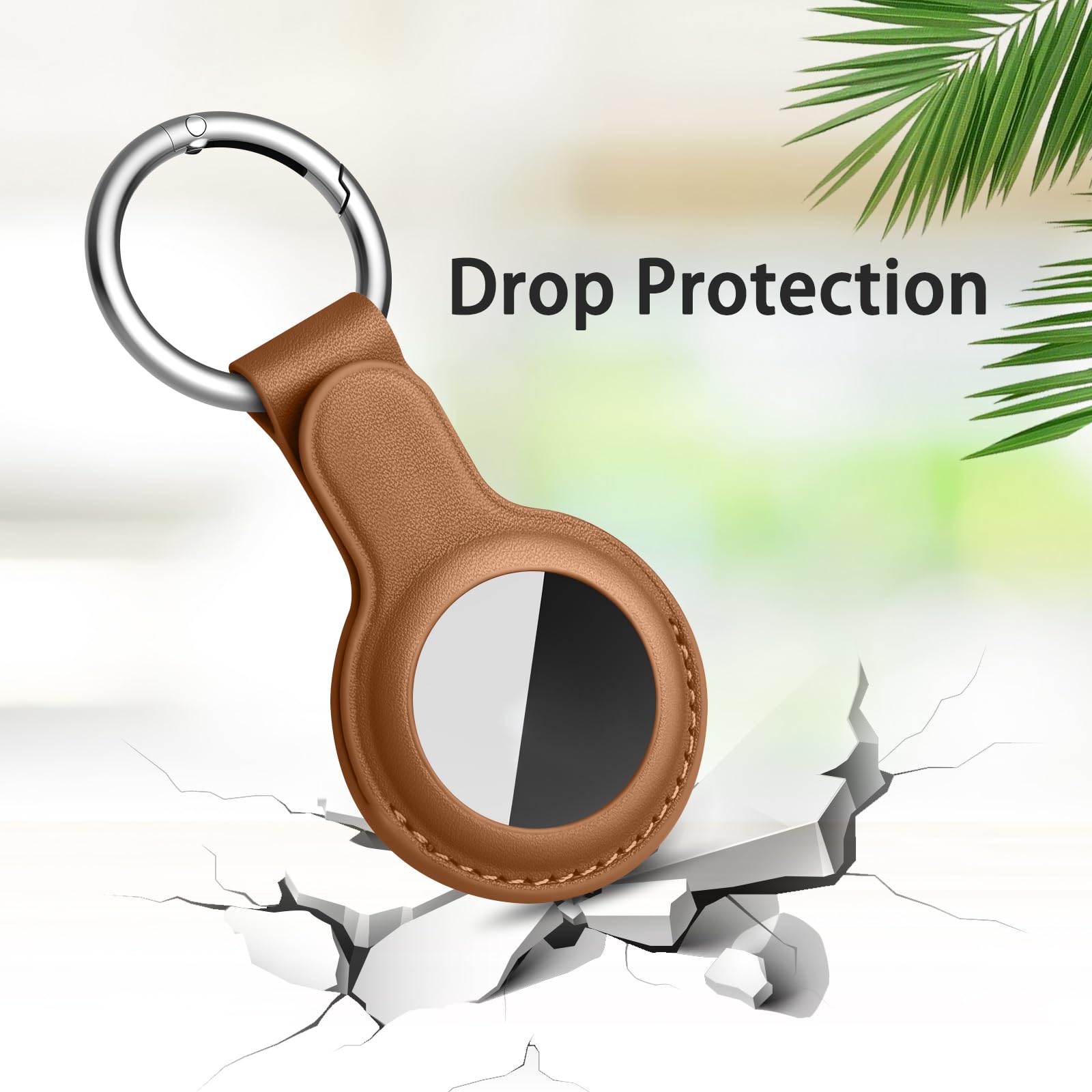 Meliya Funda para AirTag Llavero,1 Pieza Llaveros AirTag Funda Protectora de Cuero Funda Anti-Perdida Anti-Rasguños para AirTag(No Incluye AirTags)(Marrón) — view 4