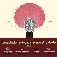 Vista 3 de Pyle PDMIC59 - Micrófono vocal dinámico profesional, micrófono de mano dinámico cardioide unidireccional con interruptor de encendido/apagado