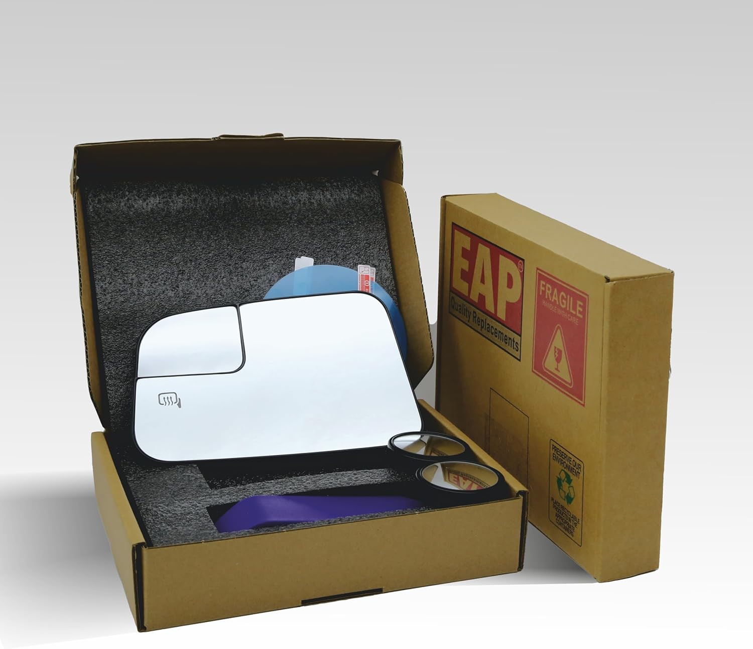 EAP Driver Side Mirror Glass Compatible with Ford Edge 2007-2010, Lincoln MKX 2007-2010, Heated Without Auto Dimming 7T4Z17K707F 7T4Z17K707G 7T4Z17K707H 9T4Z17K707D 9T4Z17K707C