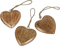 Vista 4 de Mie Creations Juego de 3 adornos de corazón de madera rústica, decoraciones para el día de San Valentín, regalos de amor para él, ella Corazones