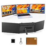 Triple Laptop Screen Extender, One Cable Setup 15.3" Portable Monitor for Laptop, 16:10 FHD 1200P Triple Monitor, 100% sRGB Ultra Light External Display for Mac Windows Business Travel